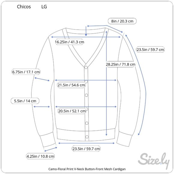 Chicos Camo Olive Brown Floral Print V-Neck Button Front Mesh Cardigan LG - Picture 7 of 7